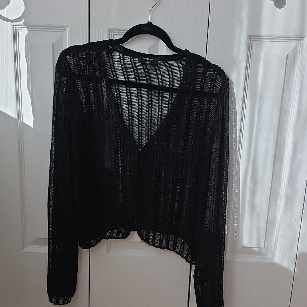 Black Sheer Knit Cardigan The Work Shop Size L